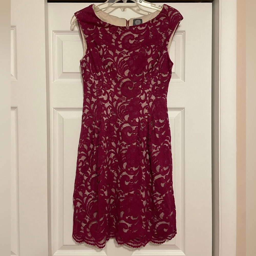 Vince Camuto Pink Lace Overlay Dress - Size 6